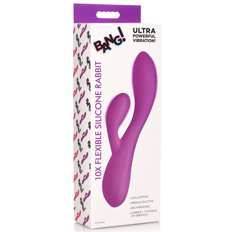 10X Flexible Silicone Rabbit Vibrator - Purple - Image 11