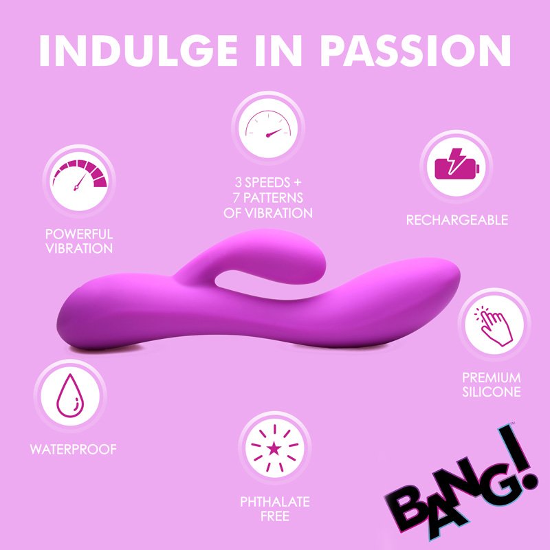 10X Flexible Silicone Rabbit Vibrator - Purple - Image 5