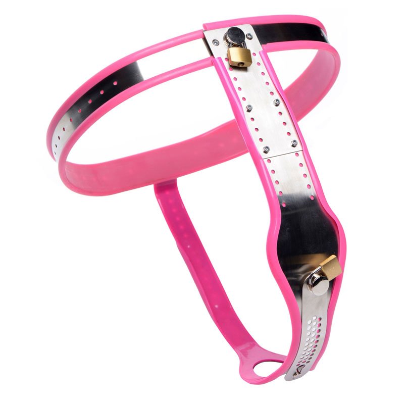 Pink Stainless Steel Adjustable Female Chastity Belt - Image 2
