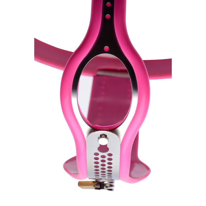 Pink Stainless Steel Adjustable Female Chastity Belt - Image 4