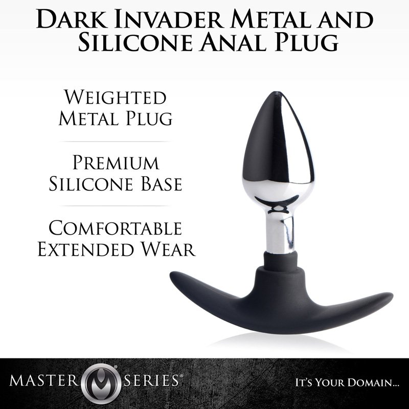 Dark Invader Metal and Silicone Anal Plug - Small - Image 2