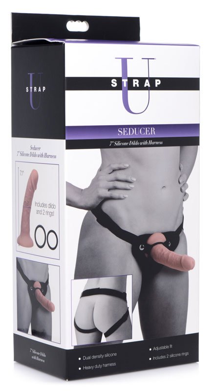 Seducer 7 inch Silicone Dildo with Harness - Image 4