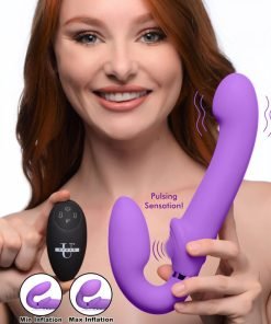 10X Remote Control Ergo-Fit G-Pulse Inflatable and Vibrating Strapless Strap-on - Purple