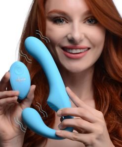 10X Vibrating Silicone Strapless Strap-on - Blue