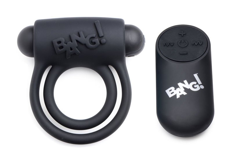 Remote Control 28X Vibrating Cock Ring and Bullet - Black - Image 2