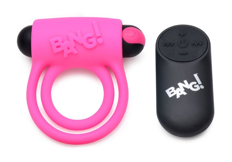 Remote Control 28X Vibrating Cock Ring and Bullet - Pink - Image 2