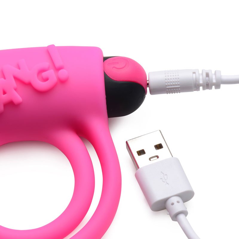 Remote Control 28X Vibrating Cock Ring and Bullet - Pink - Image 4
