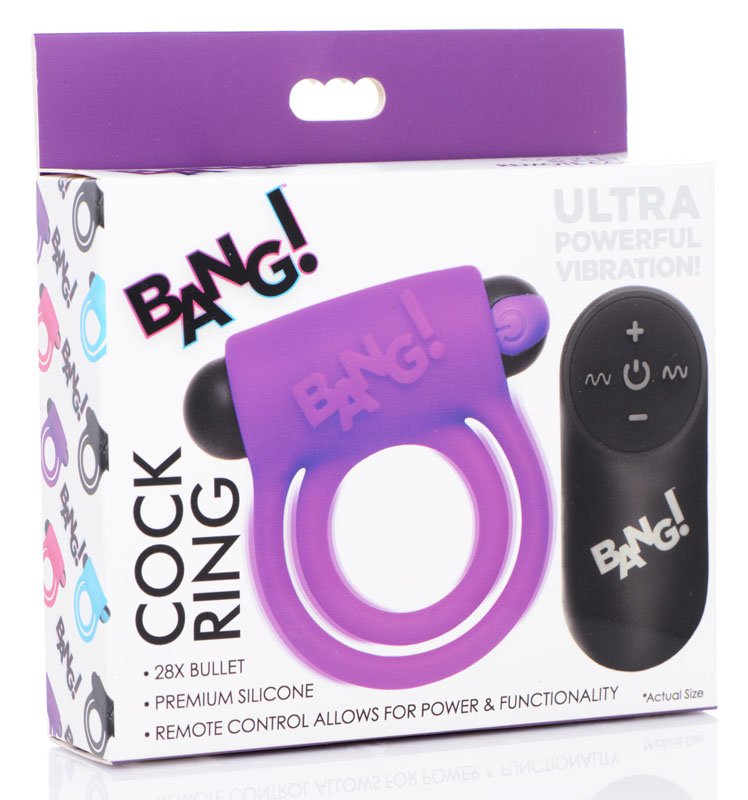 Remote Control 28X Vibrating Cock Ring and Bullet - Purple - Image 6