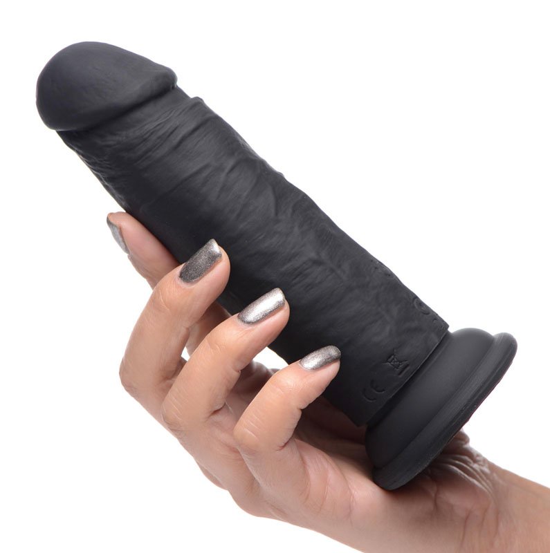 Power Player 28X Vibrating Silicone Dildo with Remote - Black - Image 2