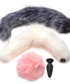 Silicone Anal Plug with 3 Interchangeable Tails