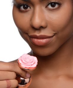 Rose Gold Anal Plug with Pink Flower - Large