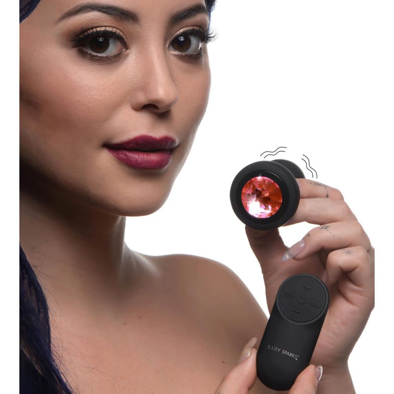 28X Vibrating Silicone Pink Gem Anal Plug - Small - Image 3