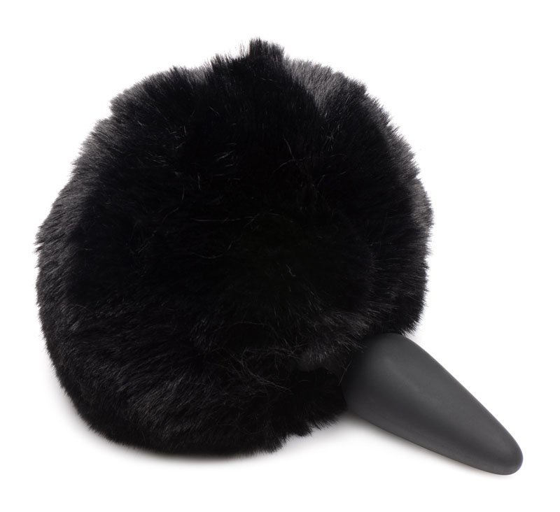 Small Anal Plug with Interchangeable Bunny Tail - Black - Image 4
