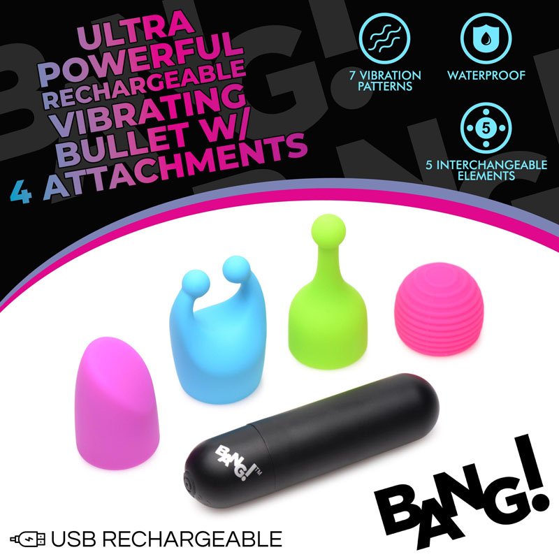 7X Rechargeable Bullet with 4 Attachments - Image 2