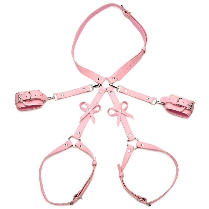 Pink Bondage Thigh Harness with Bows - M/L - Image 6