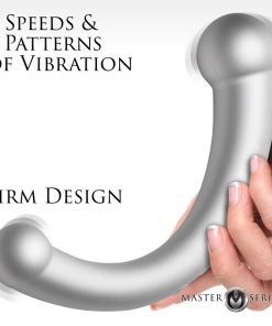 10X Vibra-Crescent Vibrating Silicone Dual-Ended Dildo - Silver