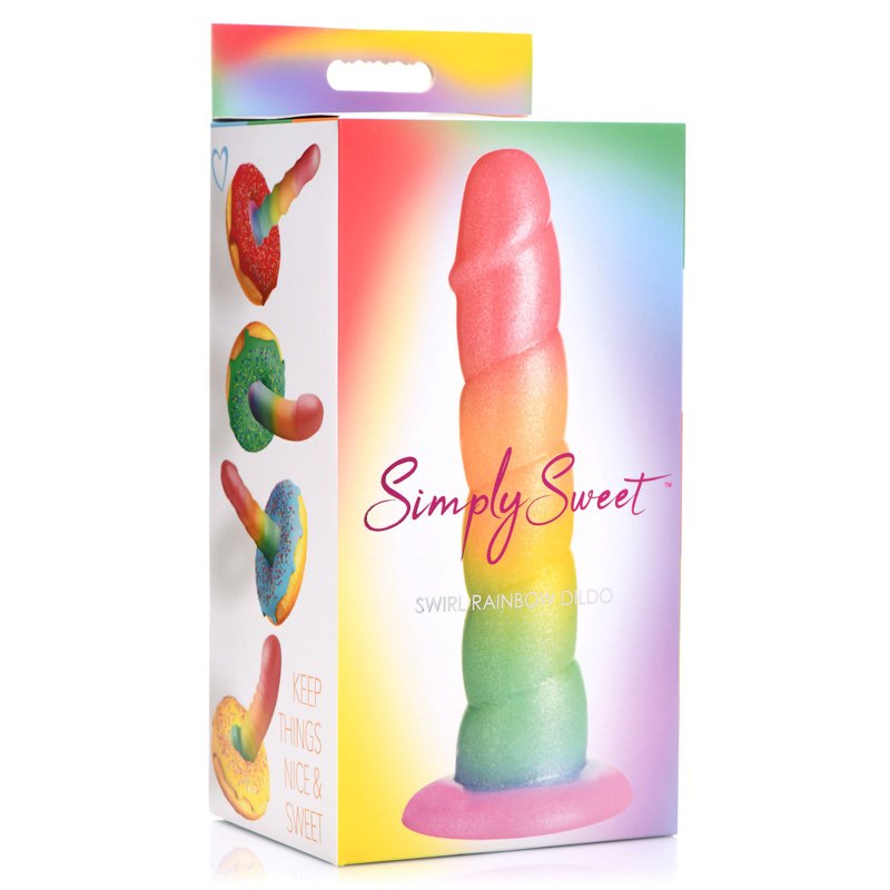 Swirl Rainbow Silicone Dildo - Image 8