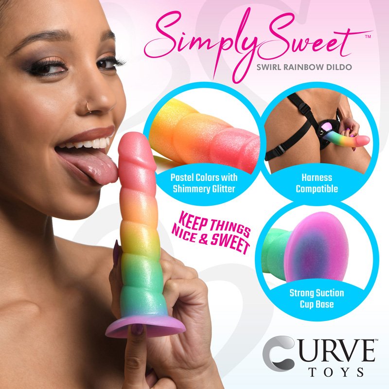 Swirl Rainbow Silicone Dildo - Image 3