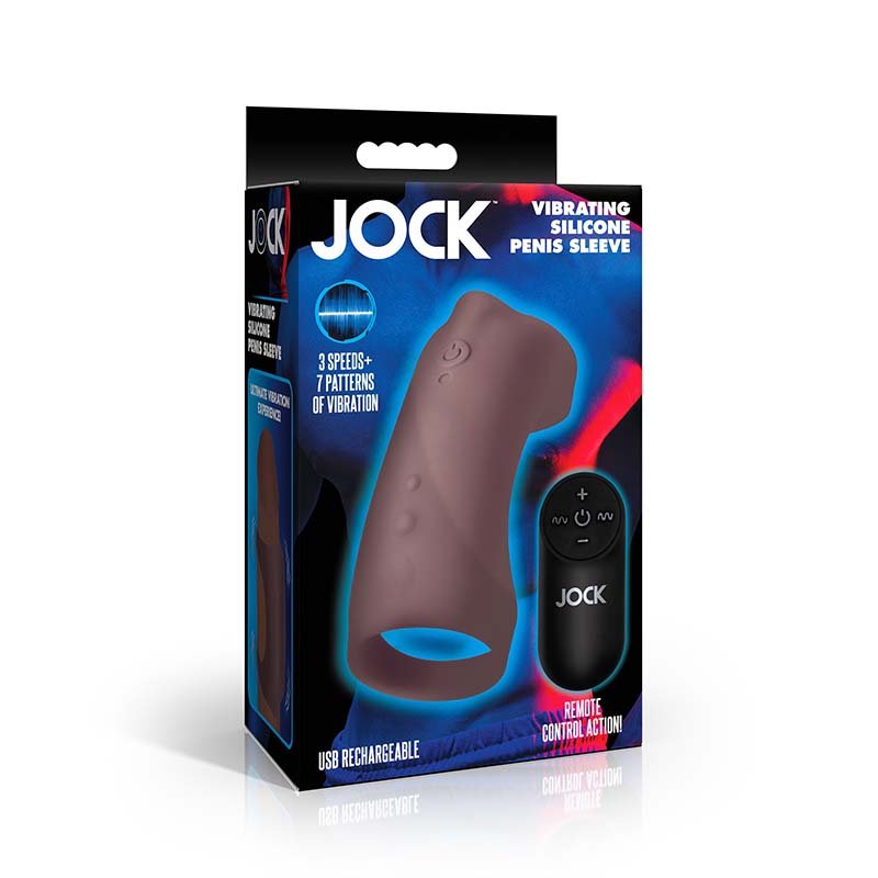 Vibrating Silicone Penis Sleeve - Dark - Image 6