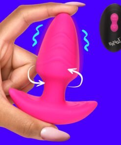 Rotating and Vibrating Silicone Butt Plug - Pink