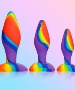 3 Piece Rainbow  Silicone Butt Plug Set