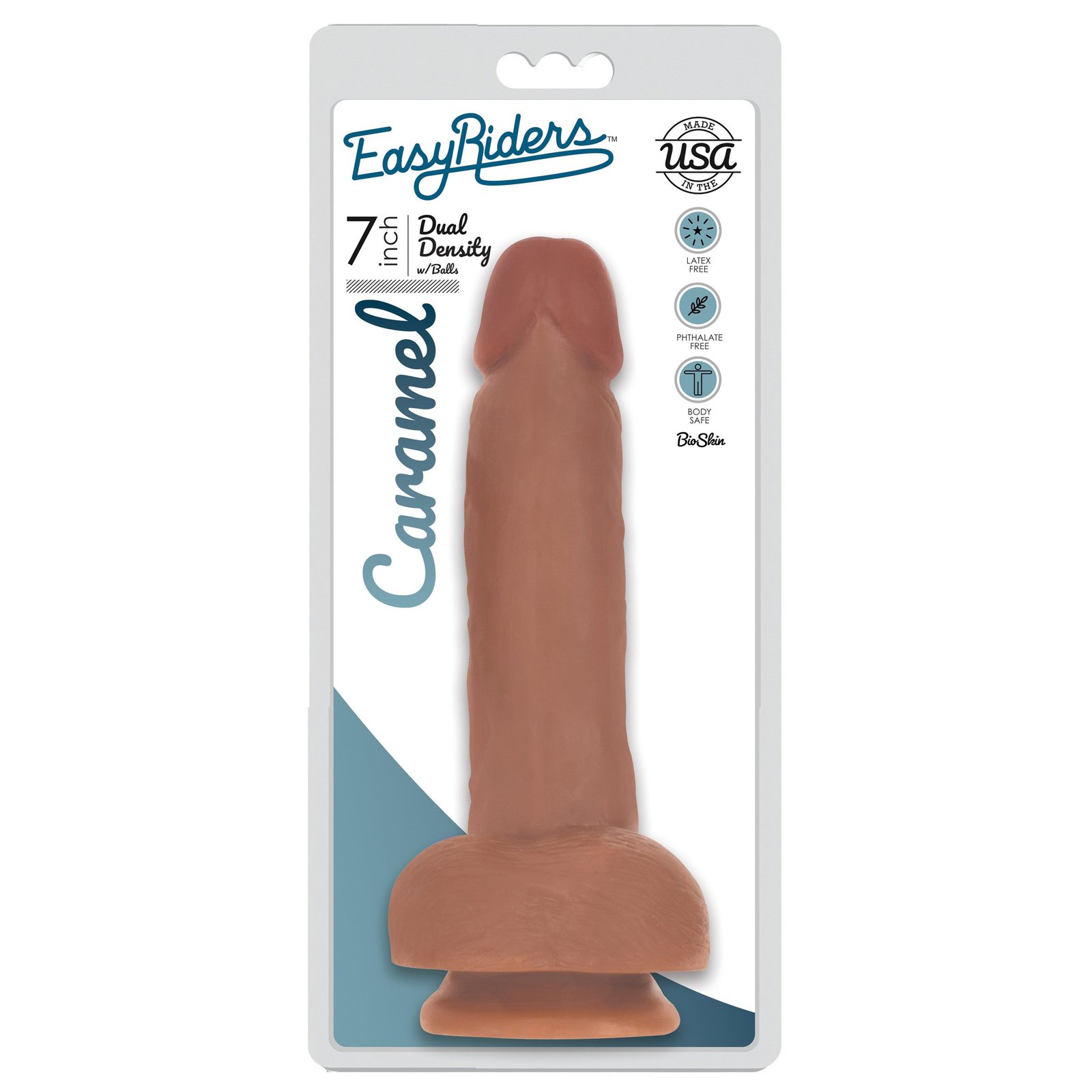 Easy Riders 7 Inch Dual Density Dildo With Balls - Tan - Image 2