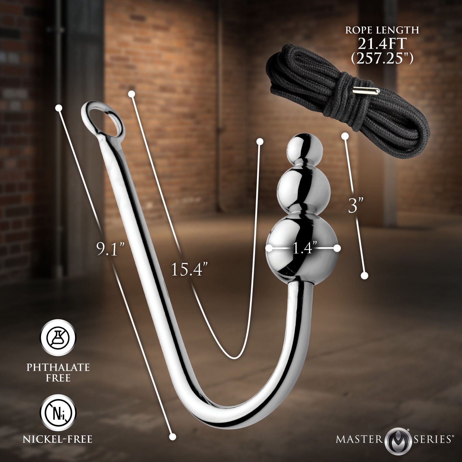 Roped Beaded Anal Hook with Rope - Image 4