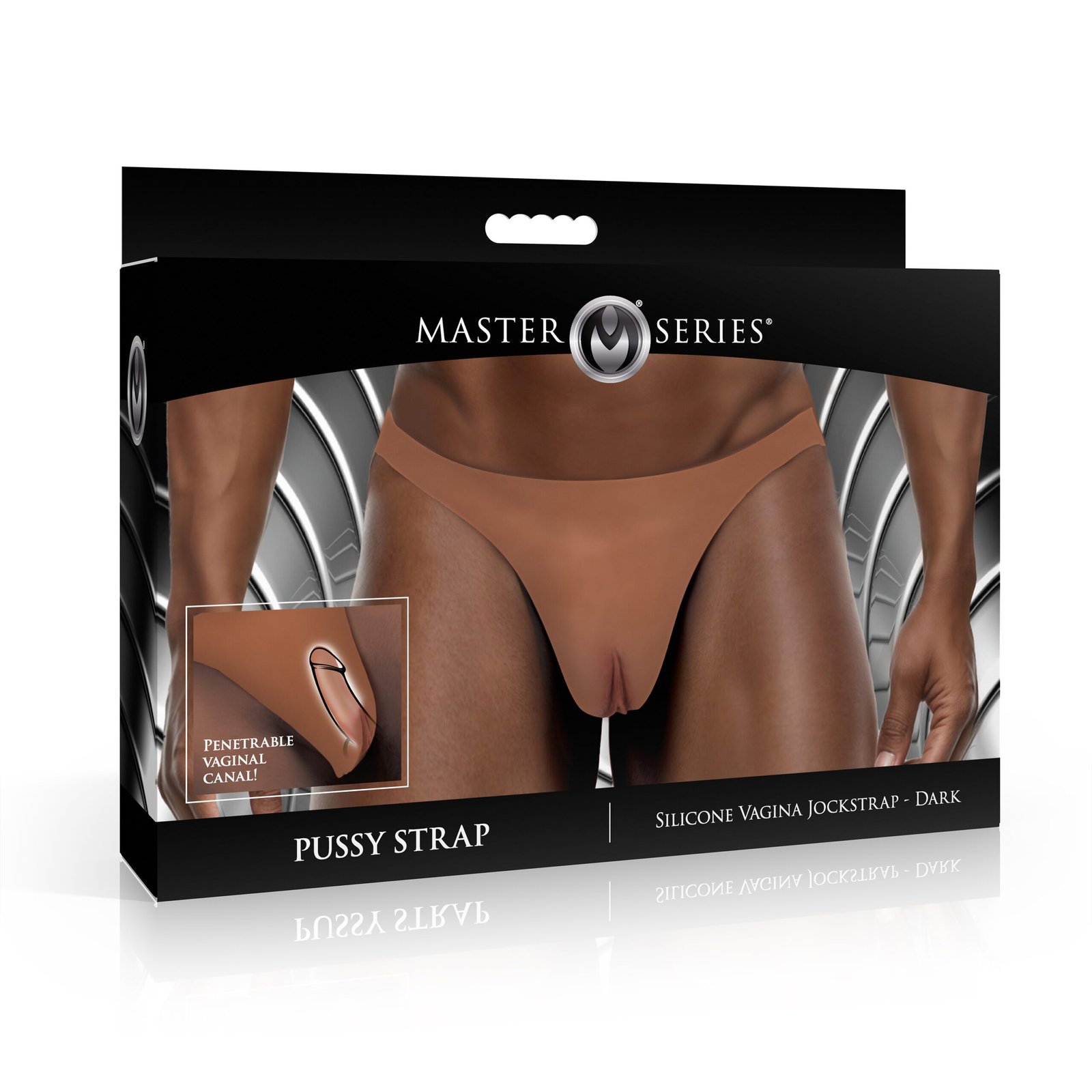 Pussy Strap Silicone Vagina Jockstrap - Dark - Image 6