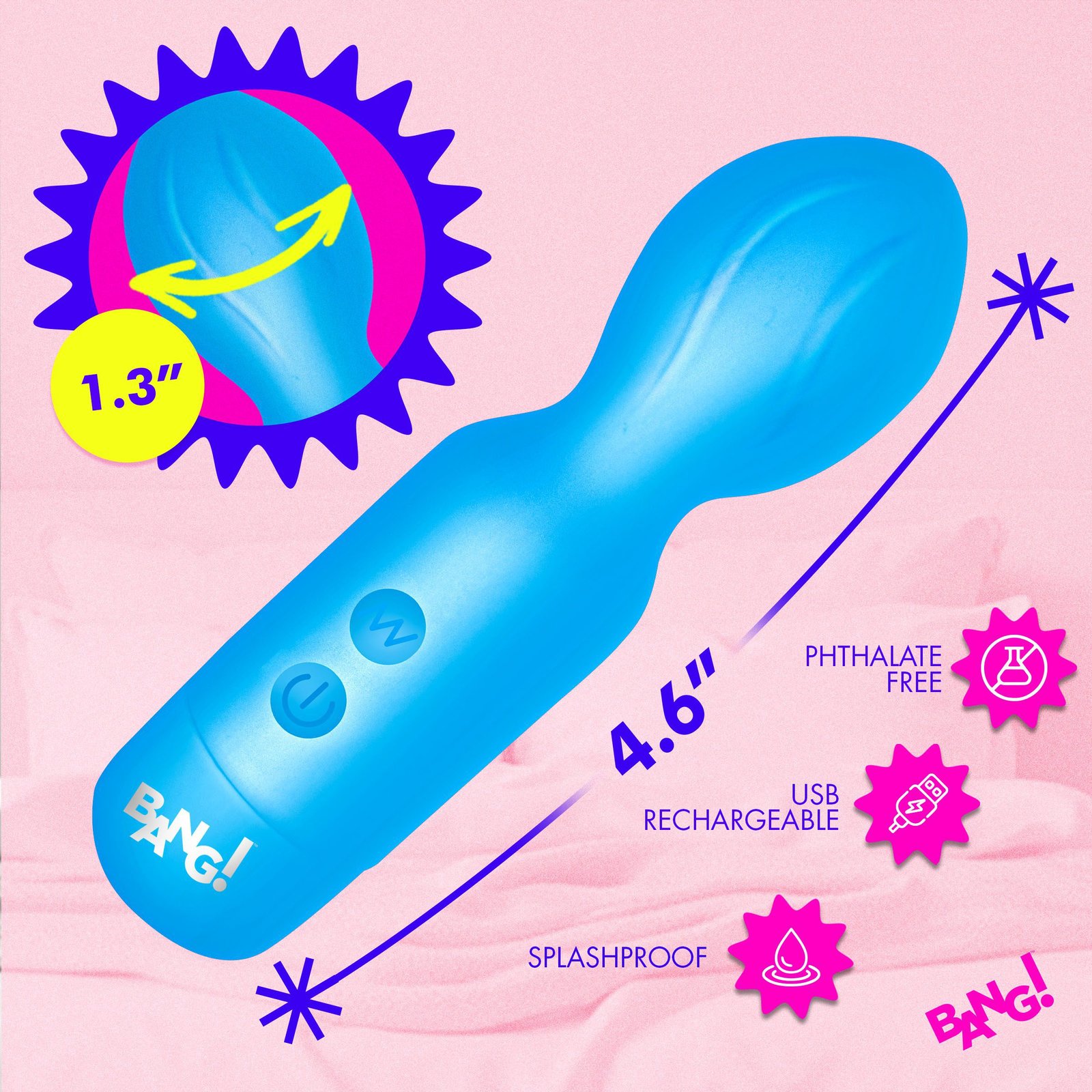 18X Vibrating Silicone Mini Wand - Blue - Image 4
