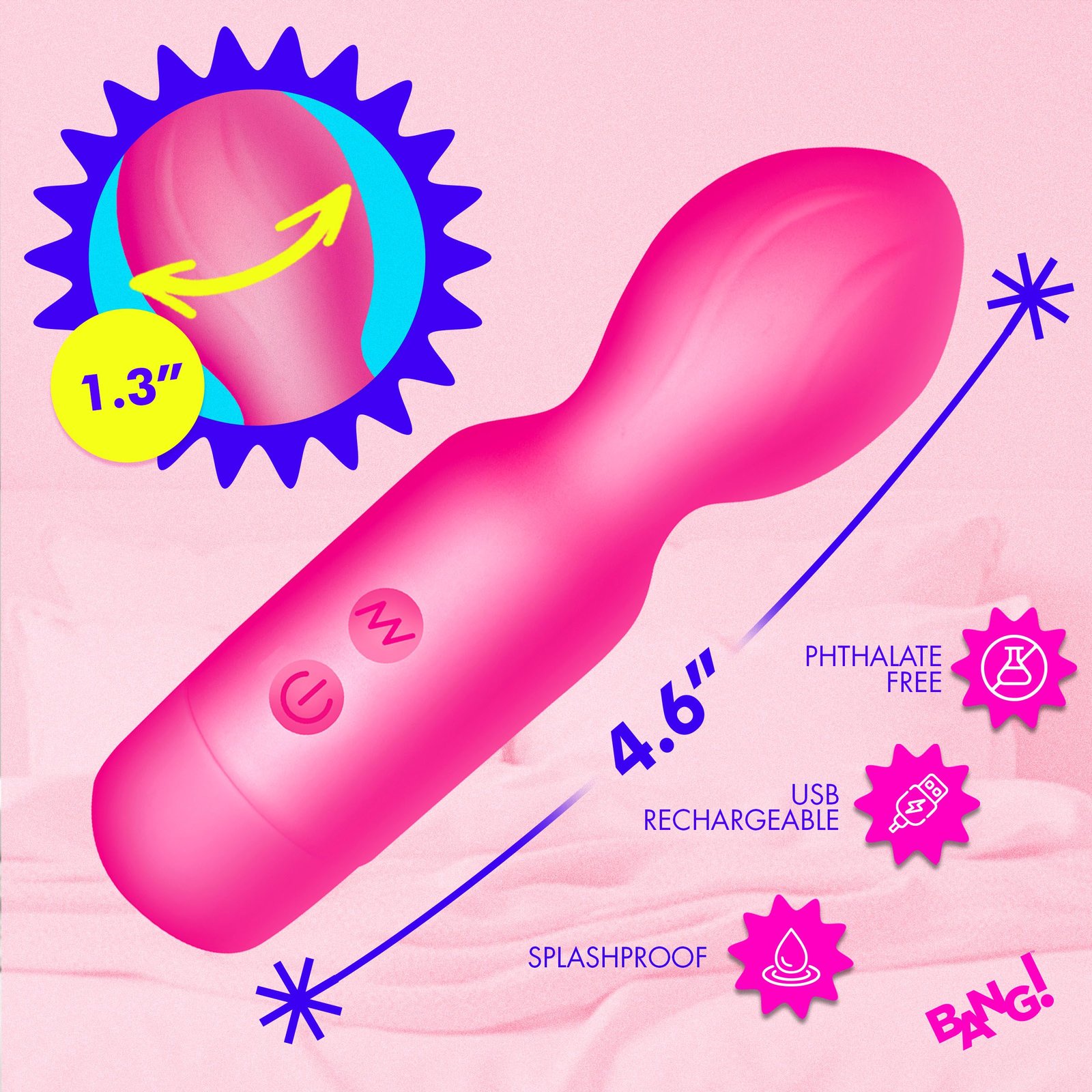 18X Vibrating Silicone Mini Wand - PInk - Image 4