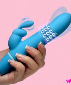 Rotating Beads Silicone Rabbit Vibrator- Blue