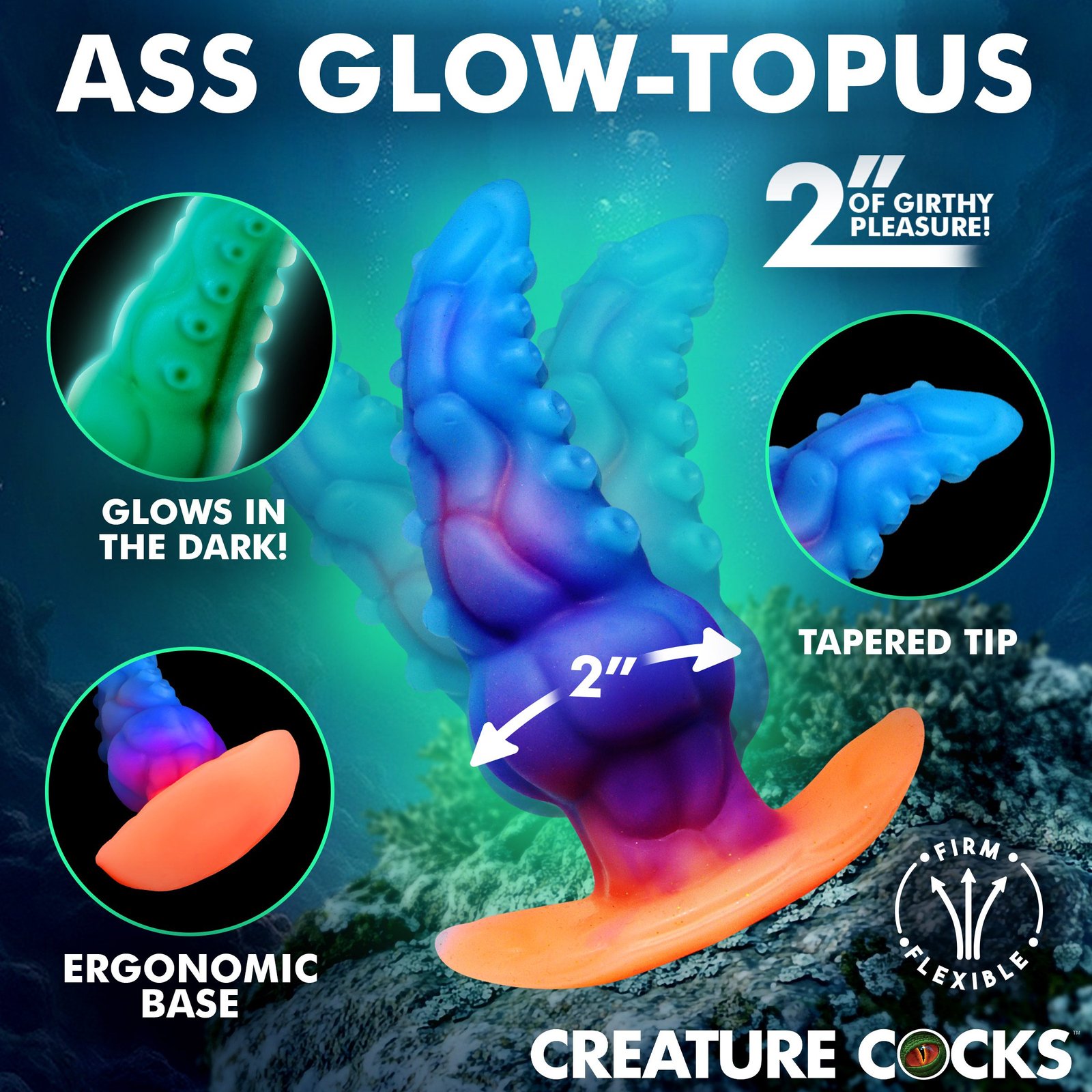 Glowtopus Glow-in-the-Dark Silicone Anal Plug - Image 3
