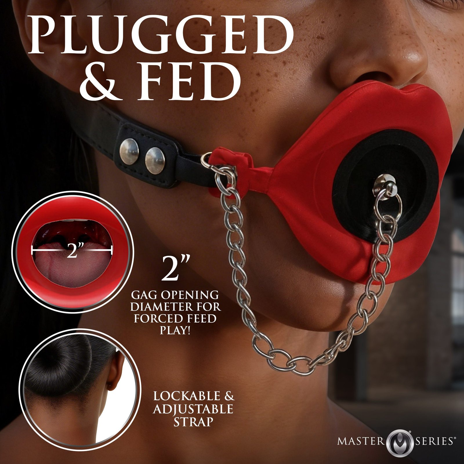 Plugged Silicone Feeding Gag - Red - Image 2